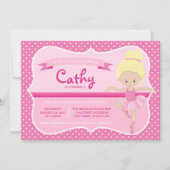 Blonde rose Ballerina Invitation Anniversaire (Devant)