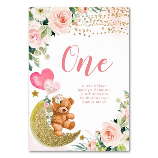 Blonde rose ours Numéro de table (Dos)