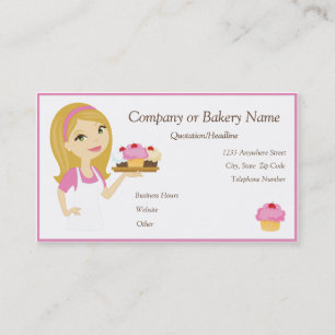 Blonde/roze cupcake Baker/bakkerij 2 Visitekaartje