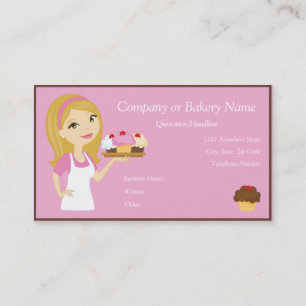 Blonde/roze cupcake Baker/bakkerij 3 Visitekaartje