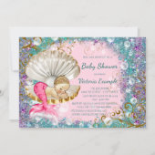 Blonde Sirène bébé douche Invitations (Dos)