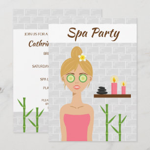 Blonde Spa Meisje Illustratie Spa Dag Bruidsdouche Kaart