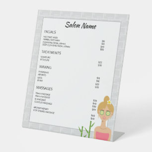Blonde Spa Vrouw Illustratie - Aangepast Spa Menu Reclamebord Met Voetstuk