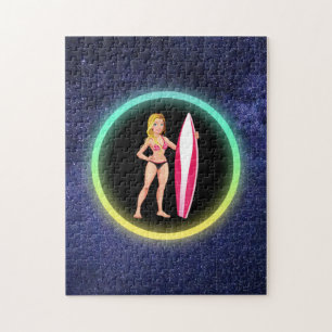 Blonde Surfer Teenage Girl Galaxy Legpuzzel