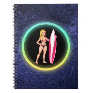 Blonde Surfer Teenage Girl Galaxy Notitieboek