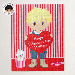 Blonde Valentijnse jongen Legpuzzel
