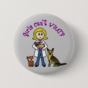 Blonde Veterinarian Girl Ronde Button 5,7 Cm
