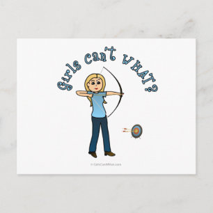 Blonde Vrouw Archery in Blue Briefkaart