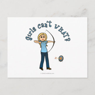 Blonde Vrouw Archery in Blue Briefkaart
