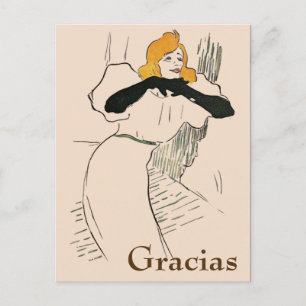 Blonde vrouw, Dank je, tekst op ansichtkaart wijz Briefkaart