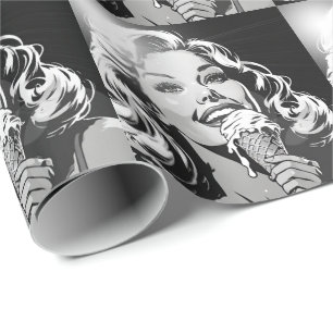 Blonde vrouw genietend van haar ijsje cadeaupapier