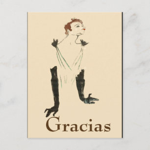 Blonde vrouw, Gracias, tekst op ansichtkaart wijz Briefkaart