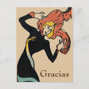 Blonde vrouw, Gracias, tekst op ansichtkaart wijz Briefkaart
