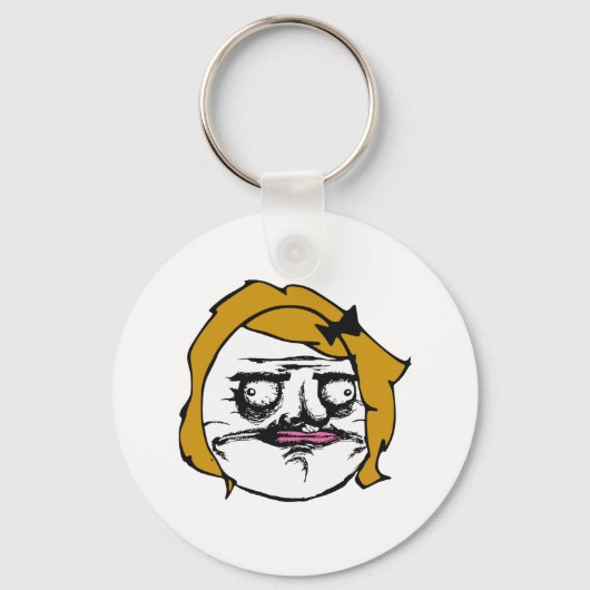 Blonde Vrouw Gusta Comic Rage Face Meme Sleutelhanger (Voorkant)