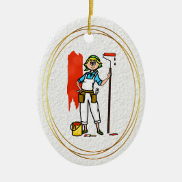 Blonde Vrouw House Painter Ornament