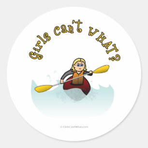 Blonde Vrouw Kayaker Ronde Sticker