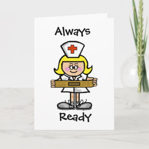 Blonde Vrouw Nurse Wenskaart aanpassen. Kaart