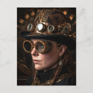 Blonde Vrouw Steampunk Mode Briefkaart