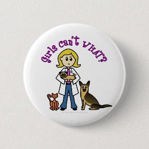 Blonde Vrouw Veterinarian Ronde Button 5,7 Cm