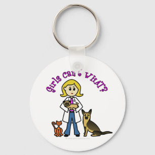 Blonde Vrouw Veterinarian Sleutelhanger