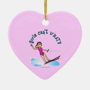 Blonde Vrouw Water Skier Keramisch Ornament