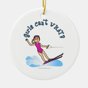 Blonde Vrouw Water Skier Keramisch Ornament