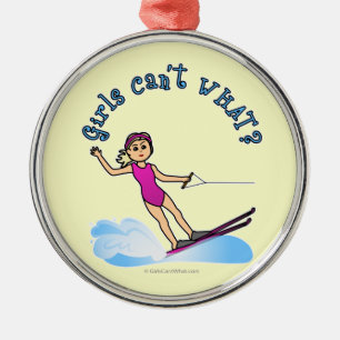 Blonde Vrouw Water Skier Metalen Ornament