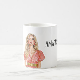 Blonde Vrouwelijke Watermeloen Oorbellen Koffiemok