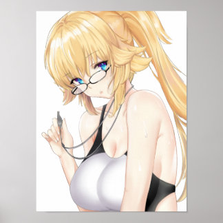 Blonde Waifu met bril Poster