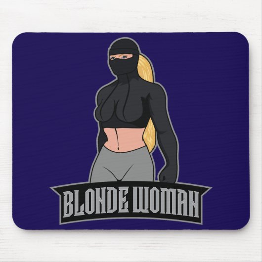Blonde Woman Mousepad Blue Muismat (Voorkant)