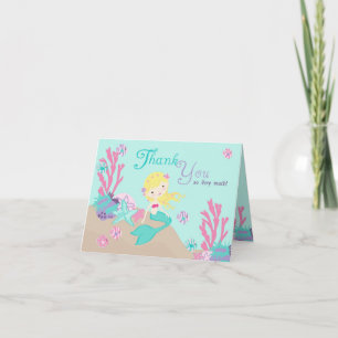 Blonde zeemeermin bedankkaart