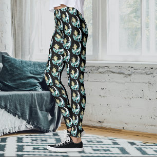 Blonde Zeemeermin Halve Maan Fantasy Art Deco Leggings