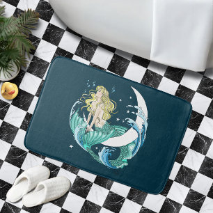 Blonde Zeemeermin Halvemaan Fantasy Art Deco Badmat