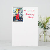 blonde zeemeermin in rood briefpapier (Staand voorkant)