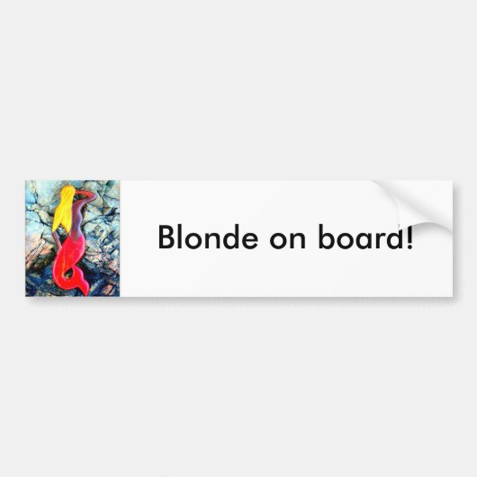 blonde zeemeermin in rood bumpersticker (Voorkant)