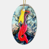 blonde zeemeermin in rood keramisch ornament (Links)