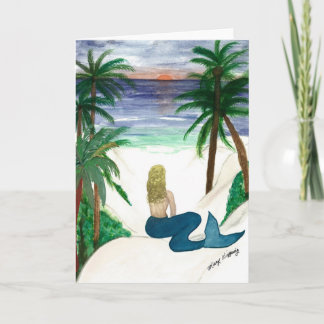 Blonde zeemeermin kunst wenskaart kaart