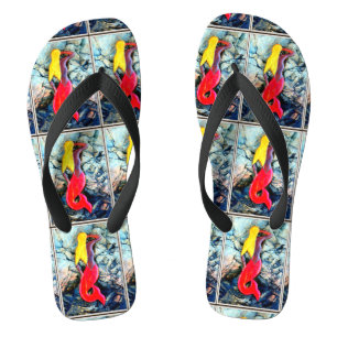 blonde zeemeermin met rode staart teenslippers