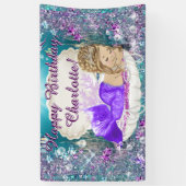 Blonde zeemeermin verjaardagsfeestje banner (Verticaal)