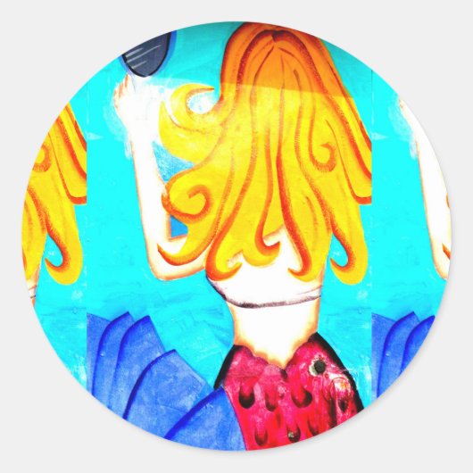 blonde zeemeerminster ronde sticker (Voorkant)