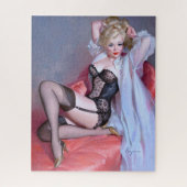 Blonde zittende pin-up legpuzzel (Verticaal)
