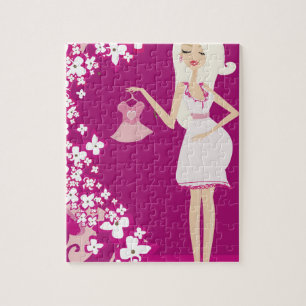 blonde zwangere vrouw legpuzzel