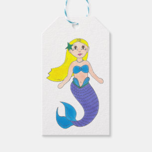 Blonde zwemmermaid Birthday Party Splash Cadeaulabel