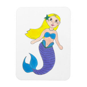 Blonde zwemmermaïd meisje Paarse tail Zee oceaan Magneet