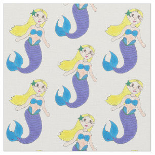 Blonde zwemmermaïd meisje Paarse tail Zee oceaan Stof