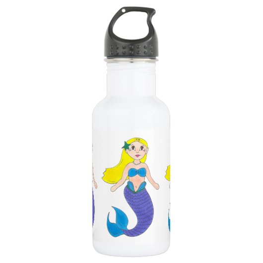 Blonde zwemmermaïd meisje Paarse tail Zee oceaan Waterfles (Voorkant)