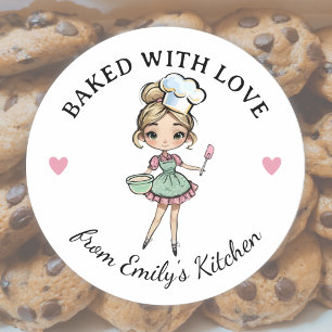 Blondharig Meisje Banketbakker Chef Ronde Sticker