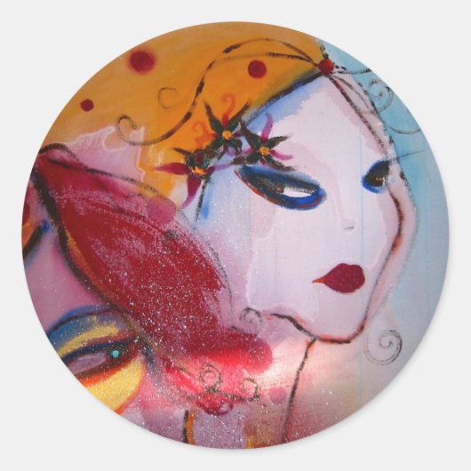 "Blondie & I" Ronde Sticker (Voorkant)