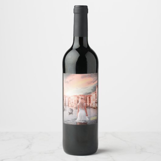 Blondie in Romantic Venetië Wijn Etiket (Voorkant)