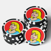 Blondine Bombshell Comic Strip Poker Chip (Opstapeling)